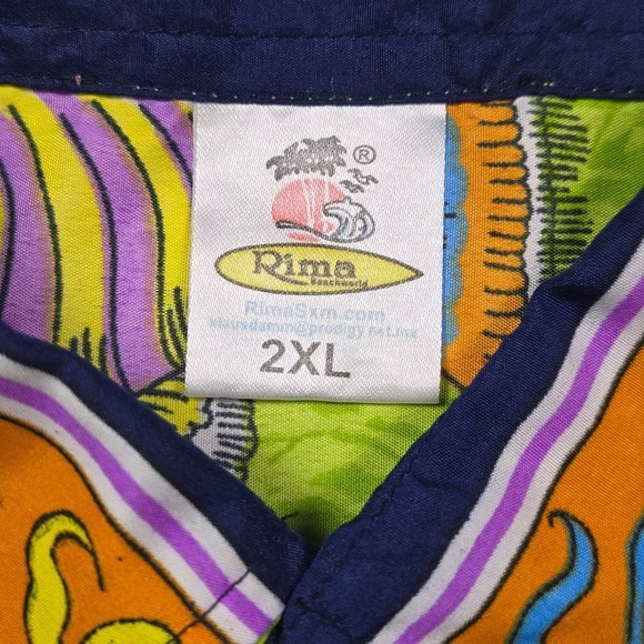 Rima Beach World Tropical Fish Hawaiian Shirt‎ 2XL Green Button Up - Picture 5 of 10